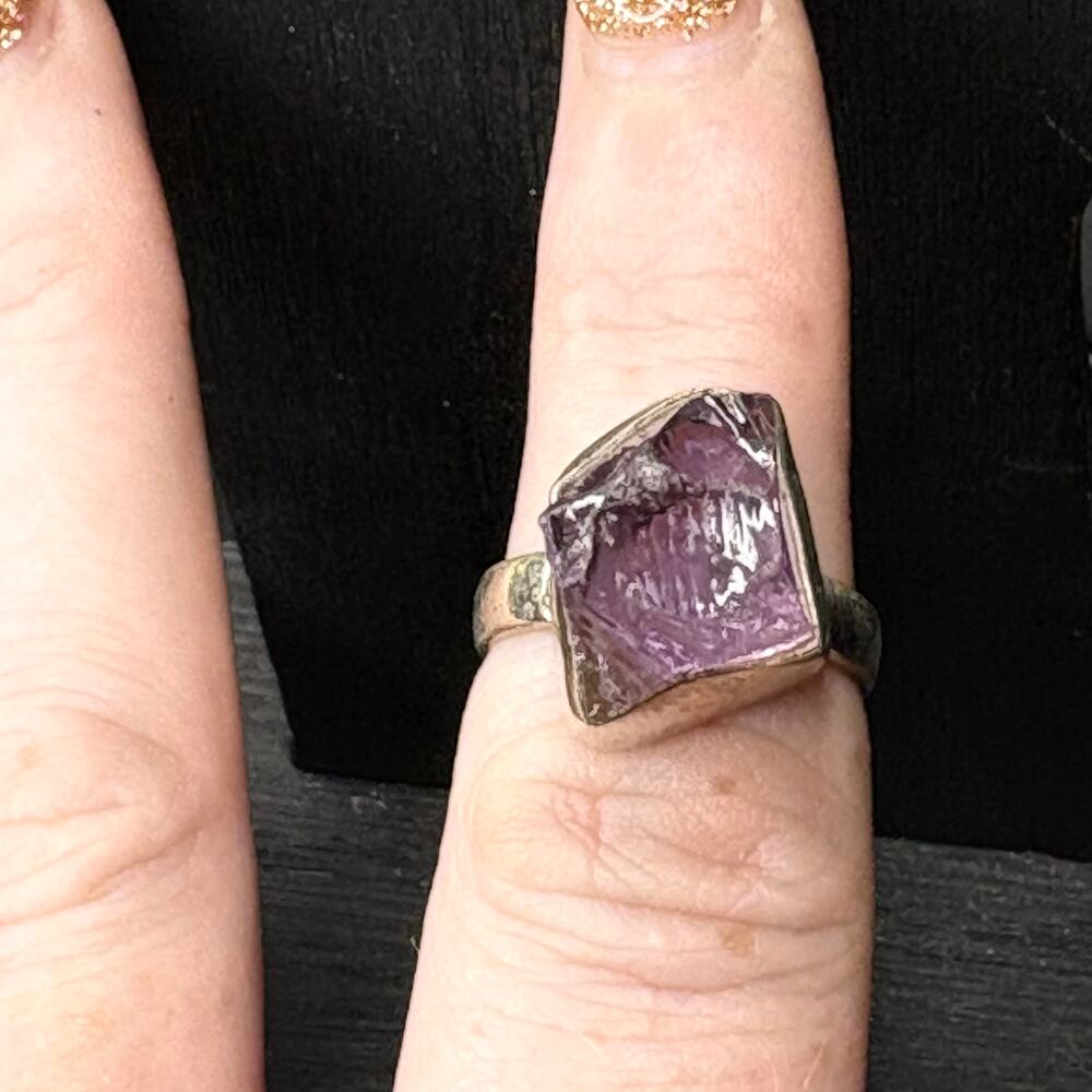 Sterling Silver Amethyst Ring Genuine Amethyst Ring Amethyst Statement Ring 5.75